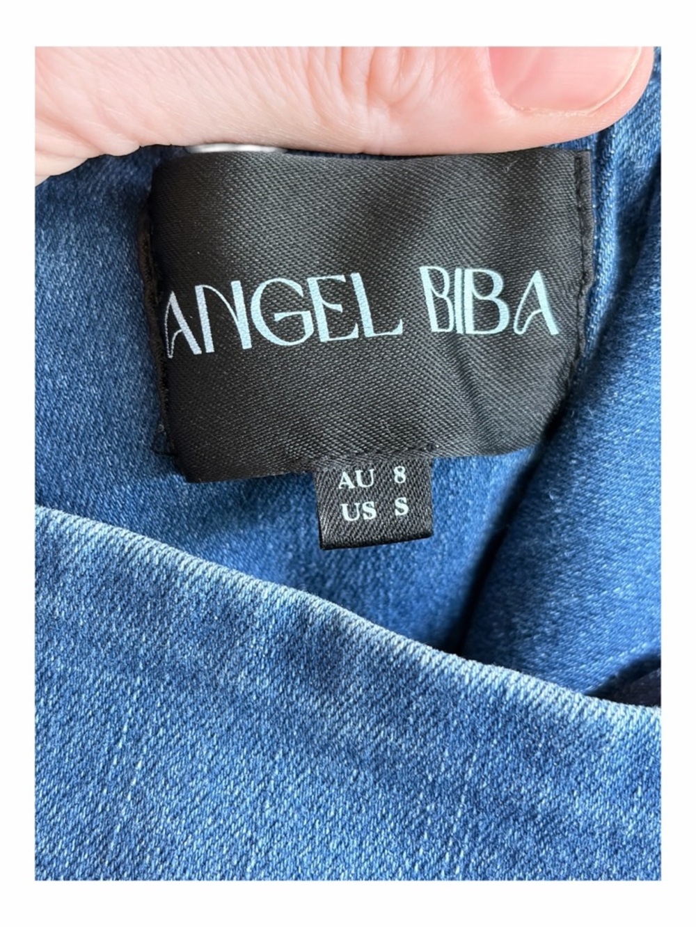 Angel Biba Denim Ruffle Strap Romper Blue Pleated Shorts Adjustable Strap Size S - Picture 6 of 7